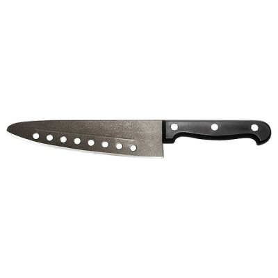 Нож, 79114, Magic knife, 180 мм., MATRIX Kitchen Германия
Нож имеет очень широкую сферу применения: шинкование овощей, разделка мяса и т. д.
Тефлоновое покрытие полотна и технологические отверстия на отфрезерованной части лезвия облегчают рез, увеличивают